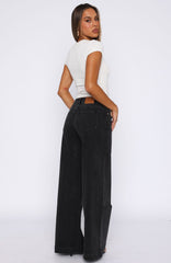 Elena Low Rise Wide Leg Jeans Black Acid