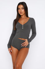 Girl Talk Pyjama Set Charcoal