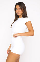 Minding My Business Ribbed Booty Shorts White