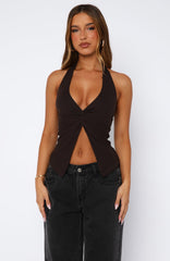 Beginning To Wonder Halter Top Chocolate