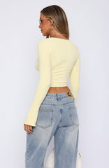 Going On Replay Long Sleeve Cardi Lemon