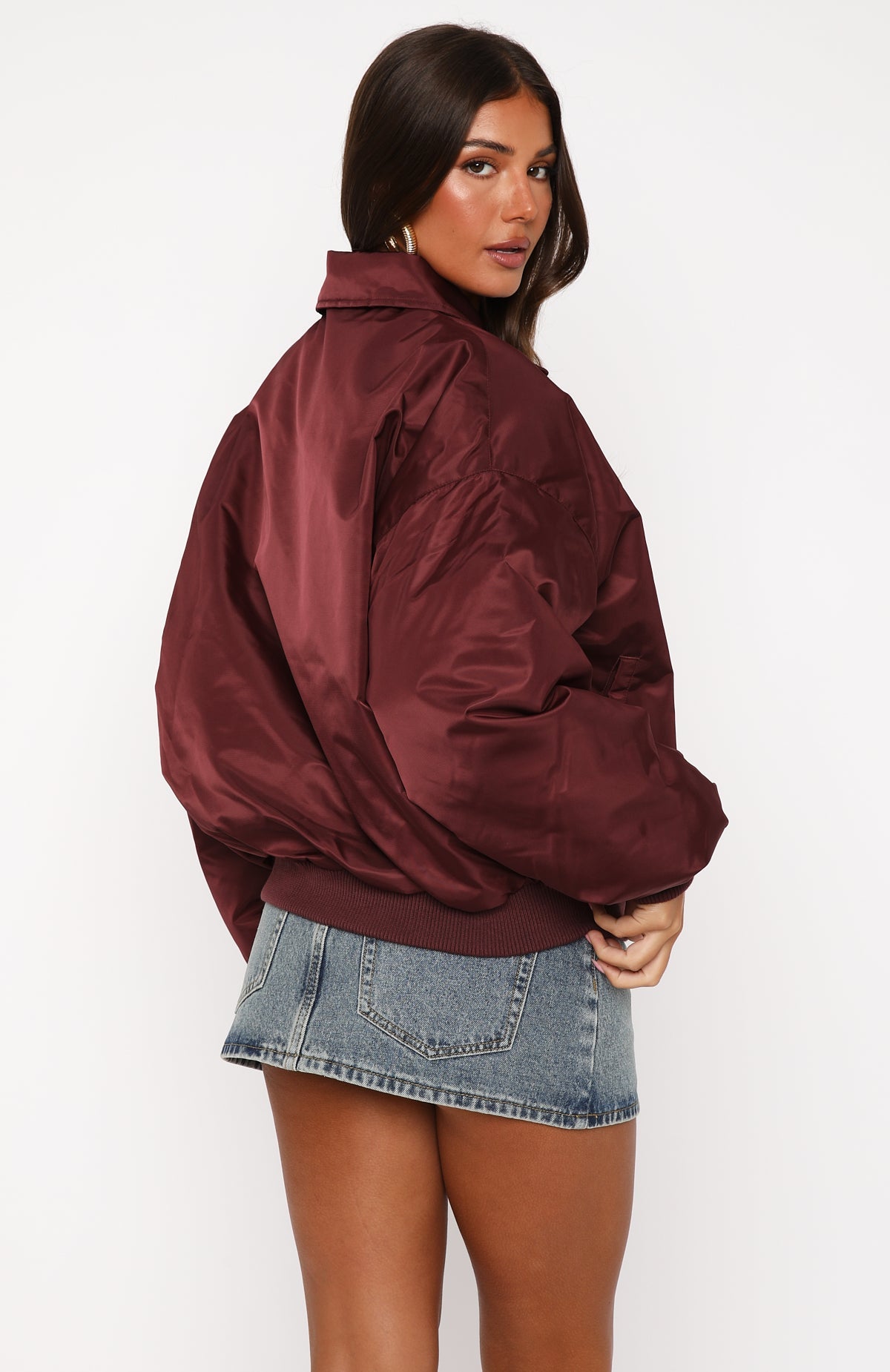 Burning For You Bomber Jacket Burgundy