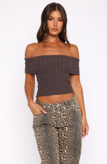What I Want To Hear Off Shoulder Knit Top Cocoa