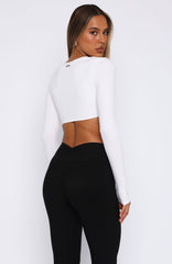 Sync Long Sleeve Crop White