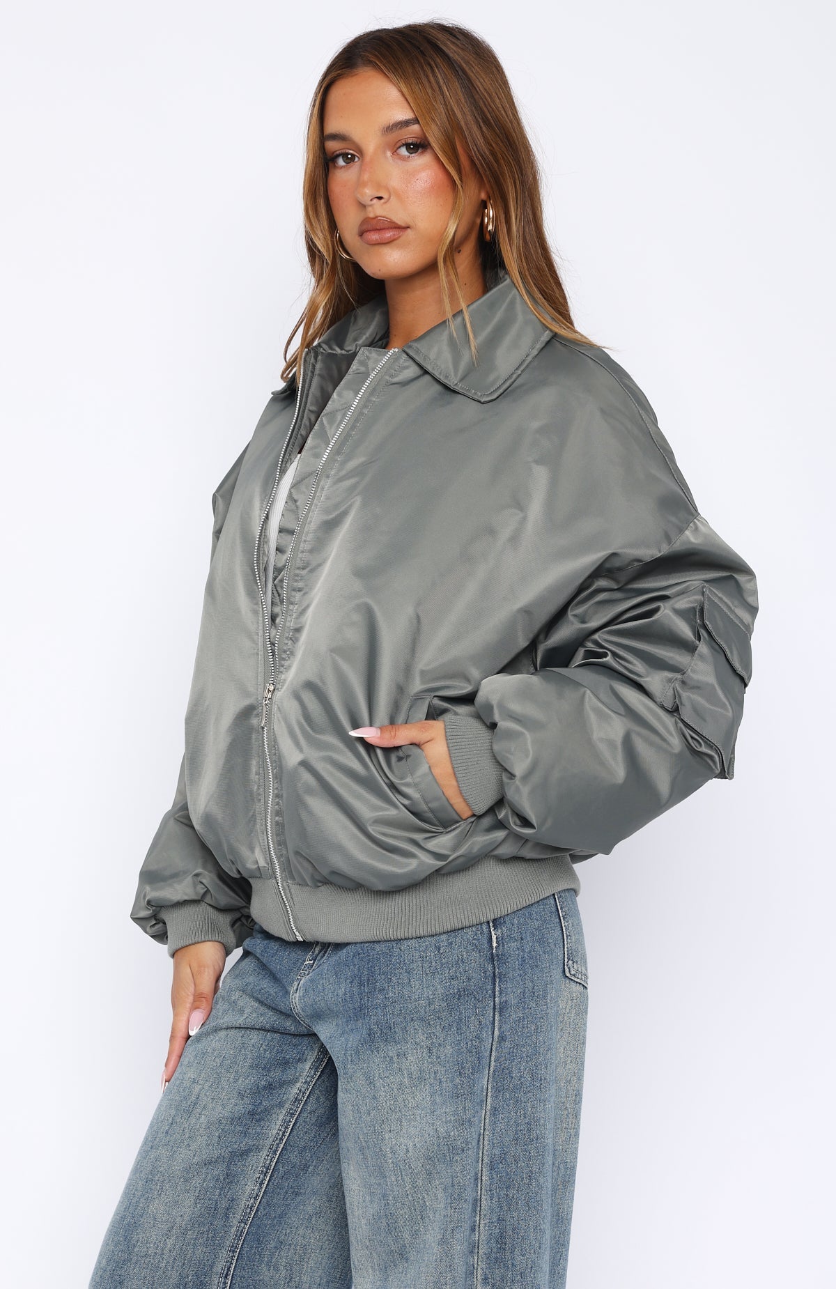 Burning For You Bomber Jacket Khaki