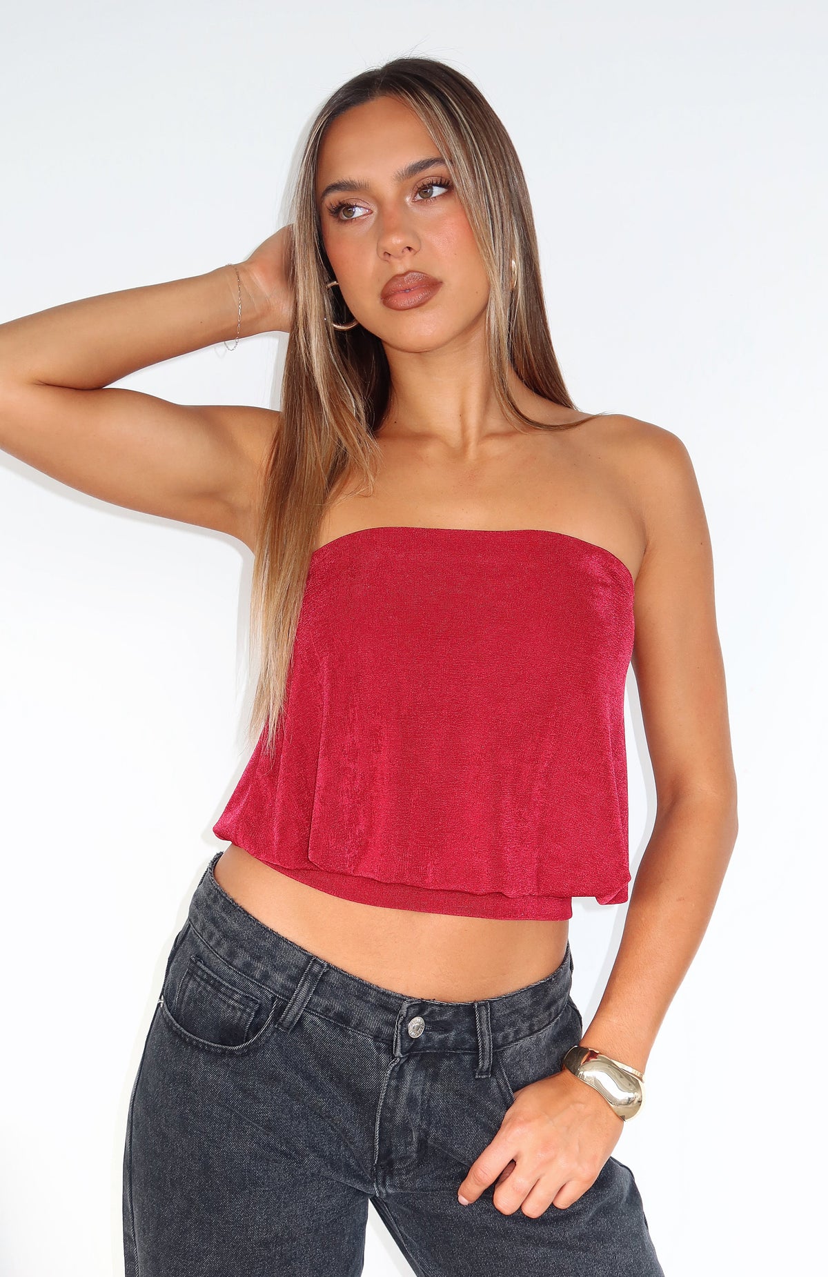 Meant To Amaze Strapless Top Berry