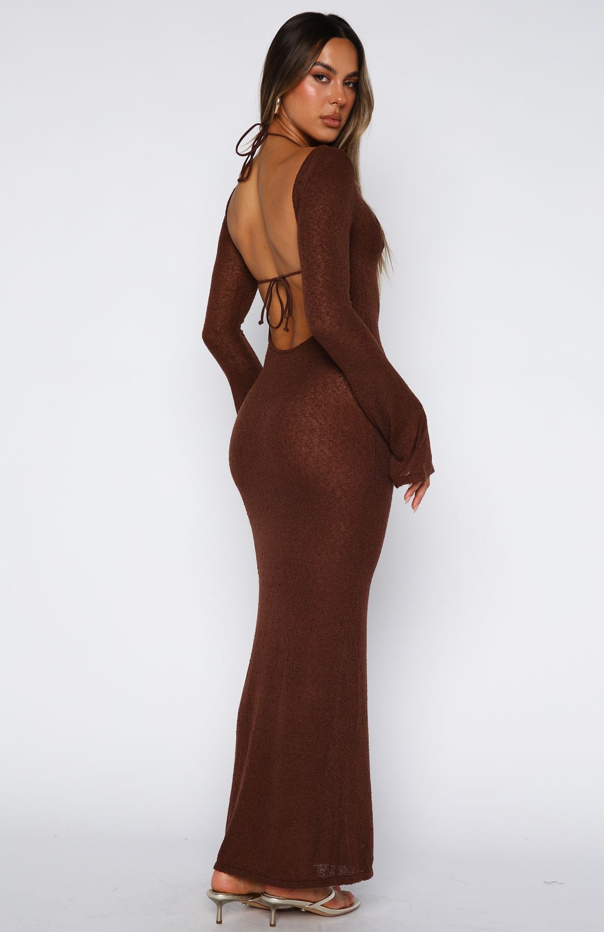 Malta Mermaids Long Sleeve Maxi Dress Chocolate