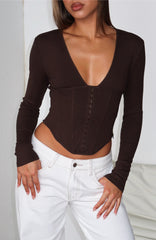 In Pursuit Long Sleeve Corset Chocolate
