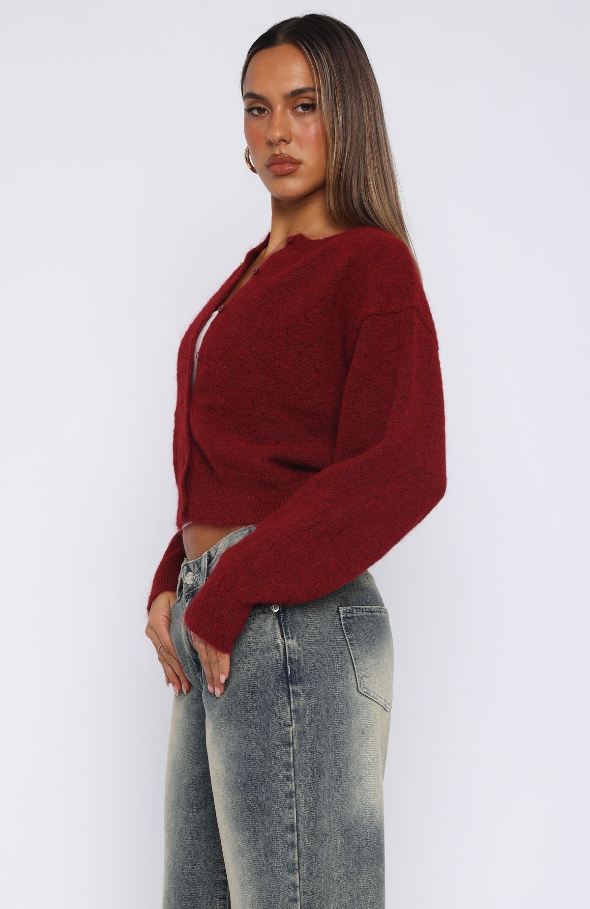 Warm Whispers Knit Cardigan Burgundy