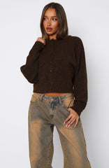 Warm Whispers Knit Cardigan Chocolate