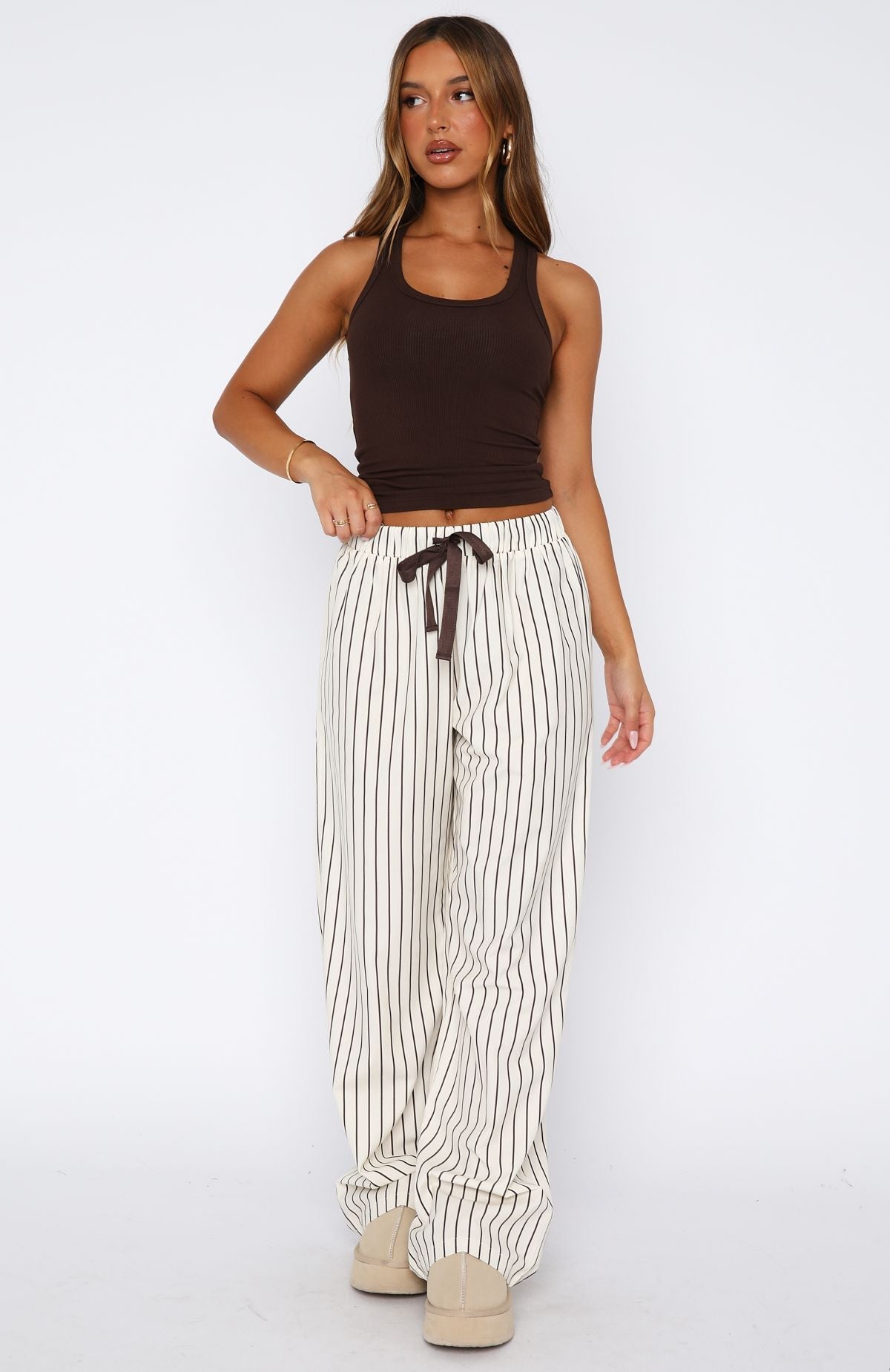 Sweetheart Pyjama Pants Cream/Choc Stripe