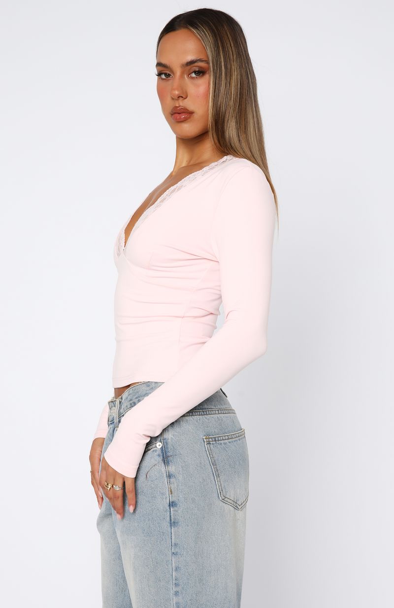 Knew That All Along Long Sleeve Top Baby Pink