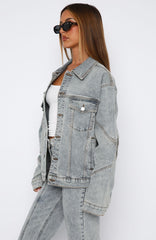 Zoe Oversized Denim Jacket Light Blue Acid