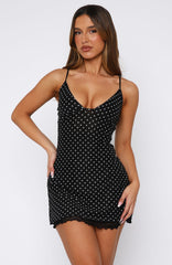 Good Luck Babe Mini Dress Black/ White Polka Dot