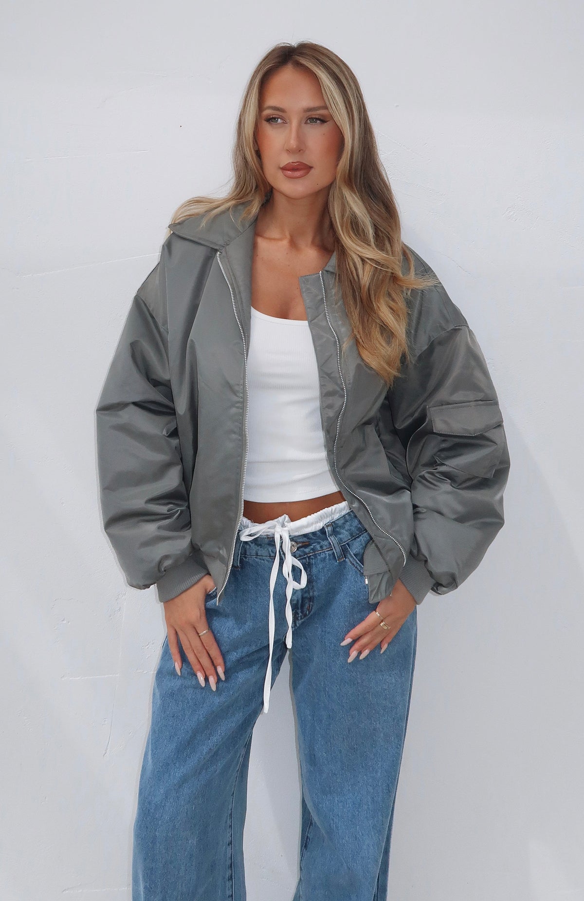 Burning For You Bomber Jacket Khaki
