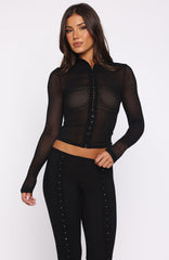 On My Own Wave Long Sleeve Top Black