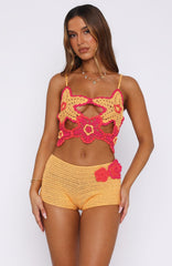 So Fresh Crochet Top Pastel Orange/Pink