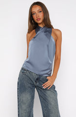Tell Me It's Nothing Halter Top Slate Grey
