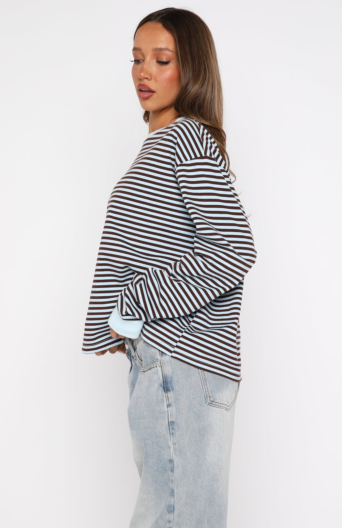 Catch The Drift Long Sleeve Tee Blue/Choc Stripe