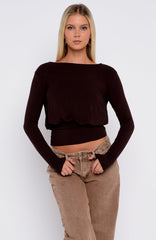 Love On Lock Long Sleeve Top Chocolate