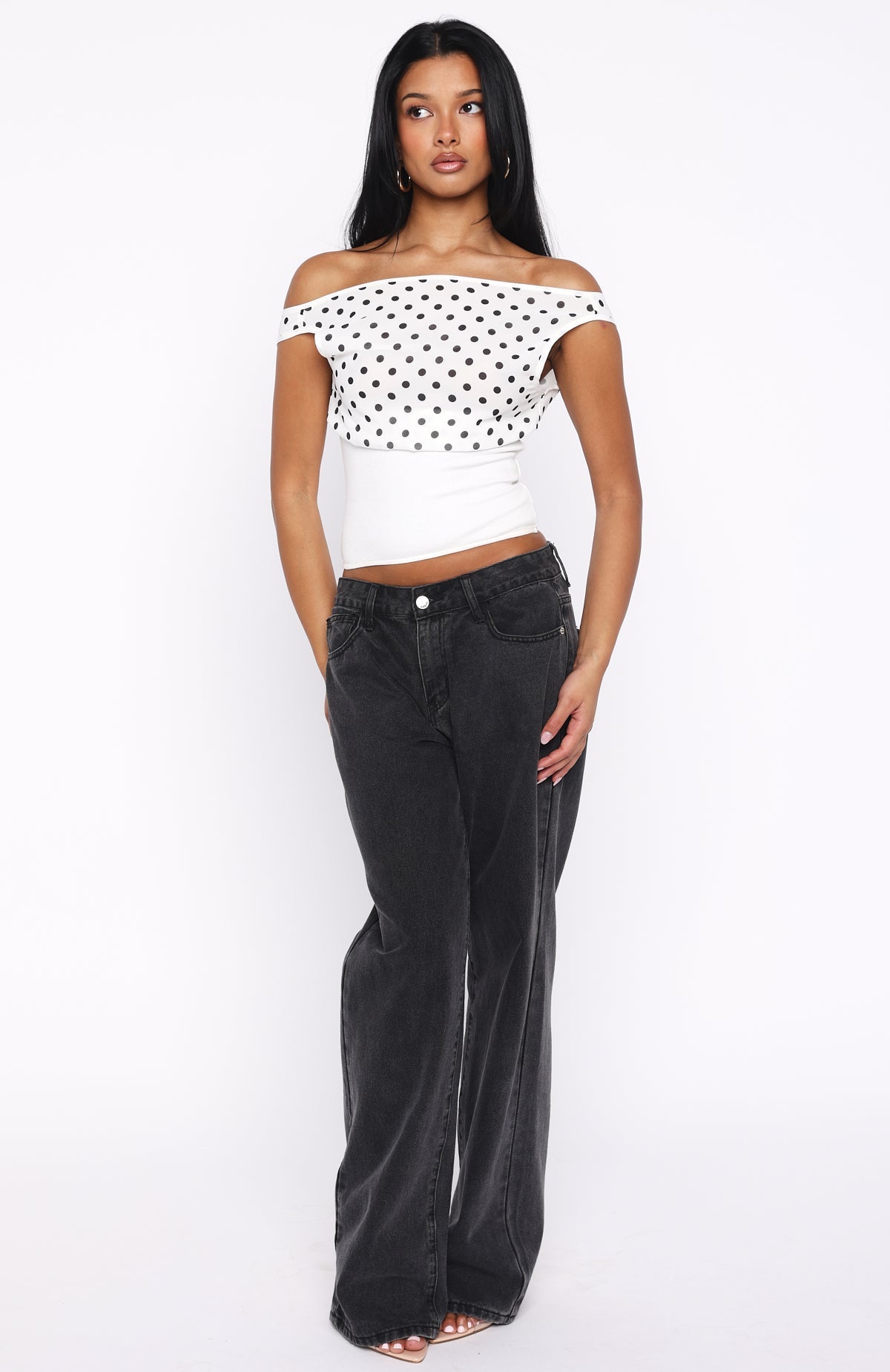 Cherry Charm Top White Polka Dot