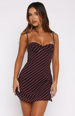 In The Back Of My Mind Mini Dress Burgundy/Cream Stripe
