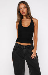 Topic Of Conversation Halter Top Black