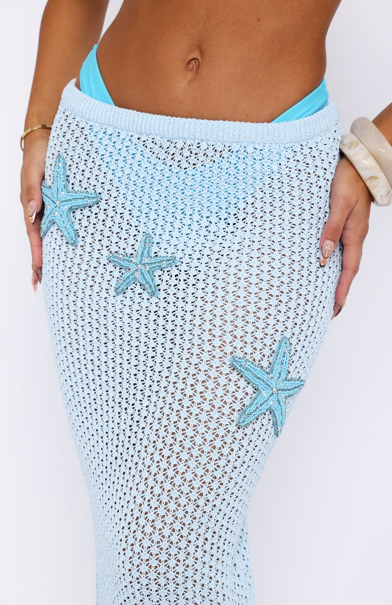 Ocean Starlet Maxi Skirt Baby Blue