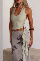 Sunset Soiree Halter Top Moss