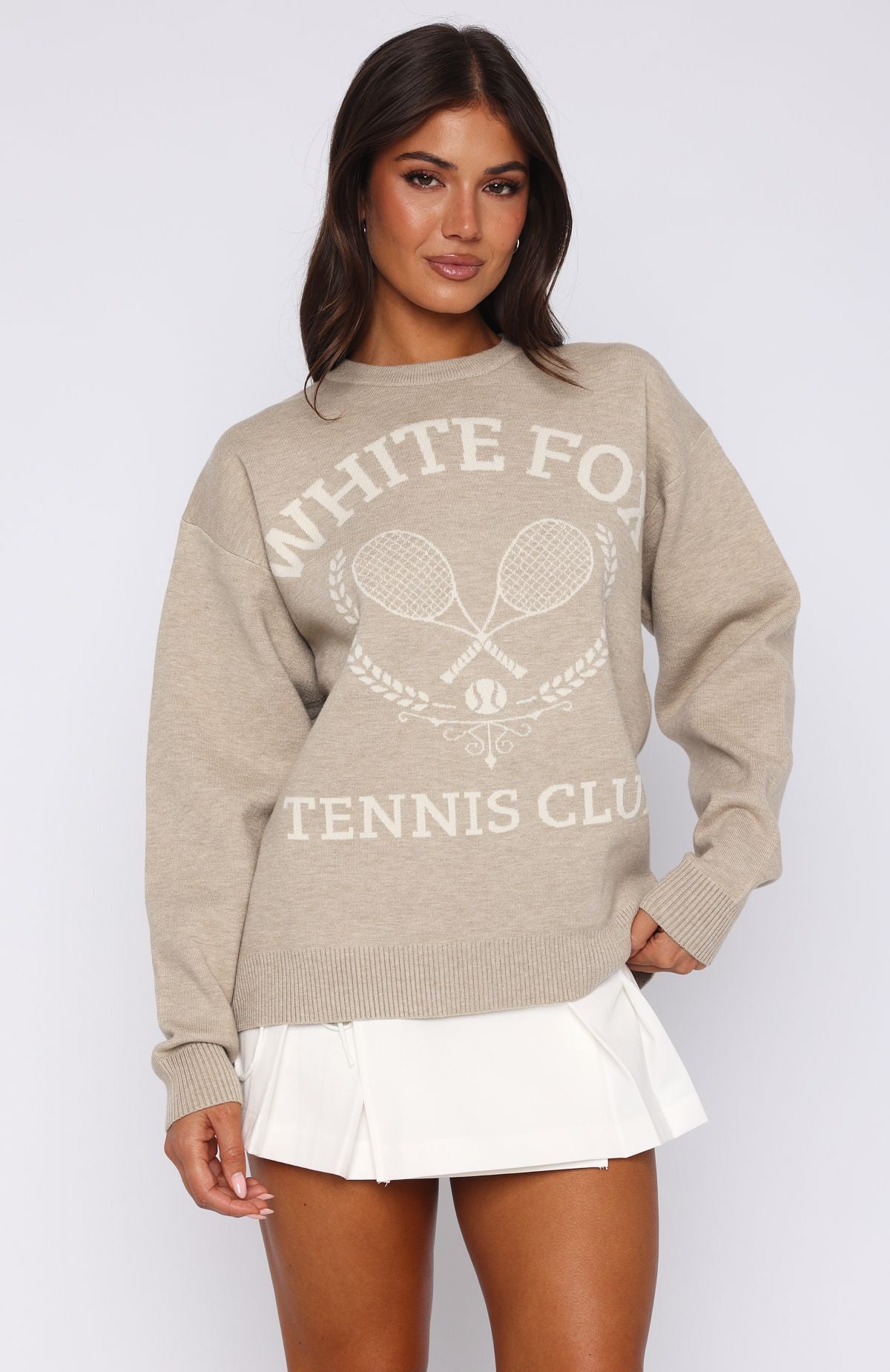 Tennis Club Knit Sweater Stone