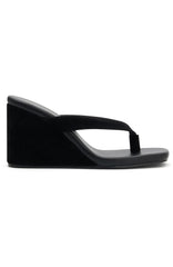 Grace Wedge Black Faux Suede