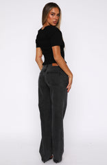 Zara Mid Rise Straight Leg Jeans Black Acid