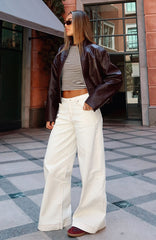 Elena Low Rise Wide Leg Jeans Cream