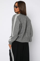 Stripe Me Down Knit Jacket Charcoal/Grey