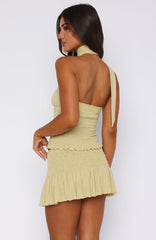 Break The Limits Shirred Mini Skirt Pistachio