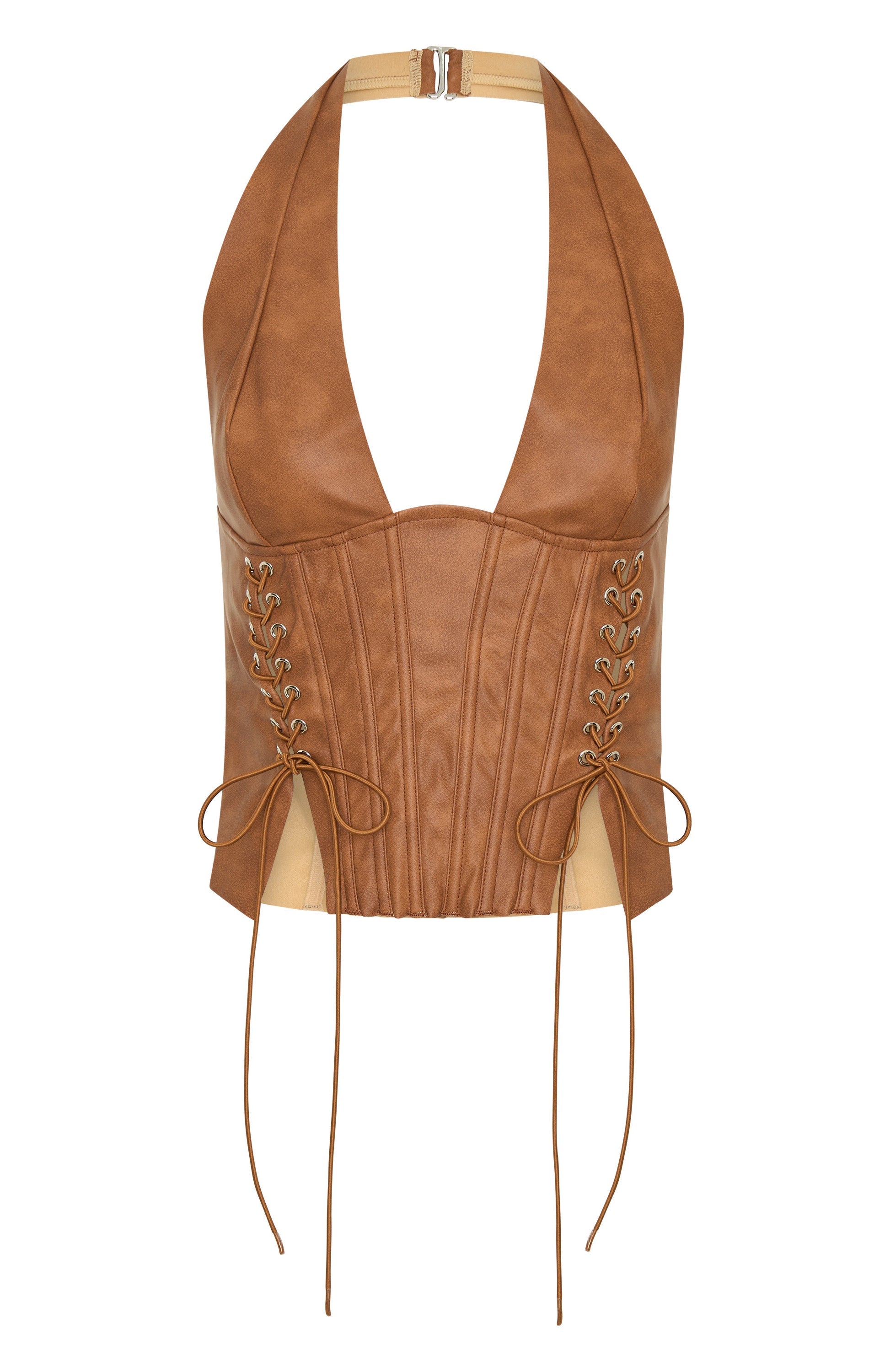 Midnight Blues PU Bustier Tan
