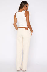 Zara Low Rise Straight Leg Jeans Cream