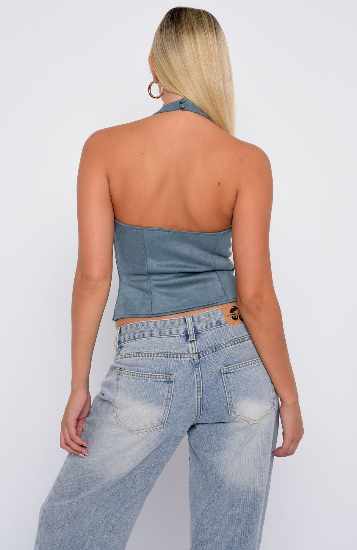 Truth In The Lie Faux Suede Bustier Steel Blue