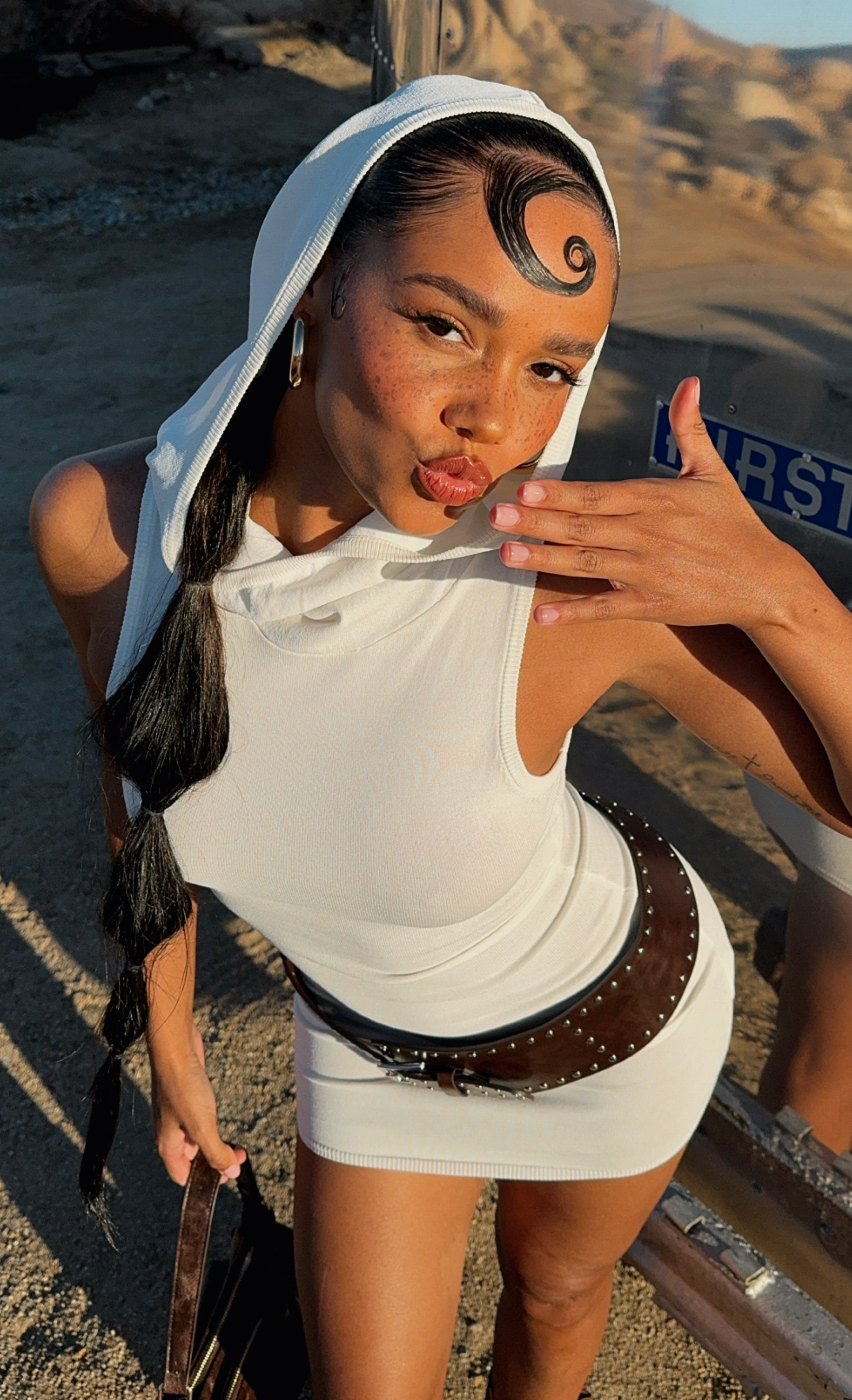 Out Of My Head Knit Mini Dress Off White