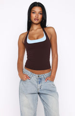 No Proof Halter Top Chocolate/Blue