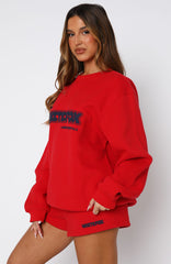 Give It A Try Oversized Sweater Red
