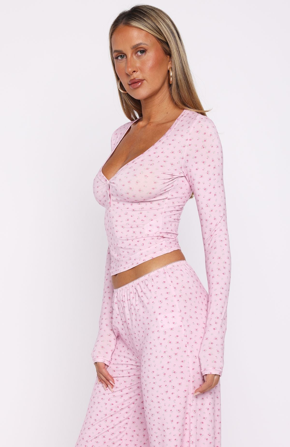 Dreamy Button Up Long Sleeve Pyjama Top Sugar Blossom