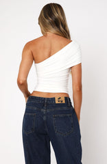 Don't Worry About It One Shoulder Top White