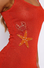 Ocean Vibes Sequin Knit Mini Dress Orange