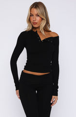 Visions Of You Long Sleeve Top Black
