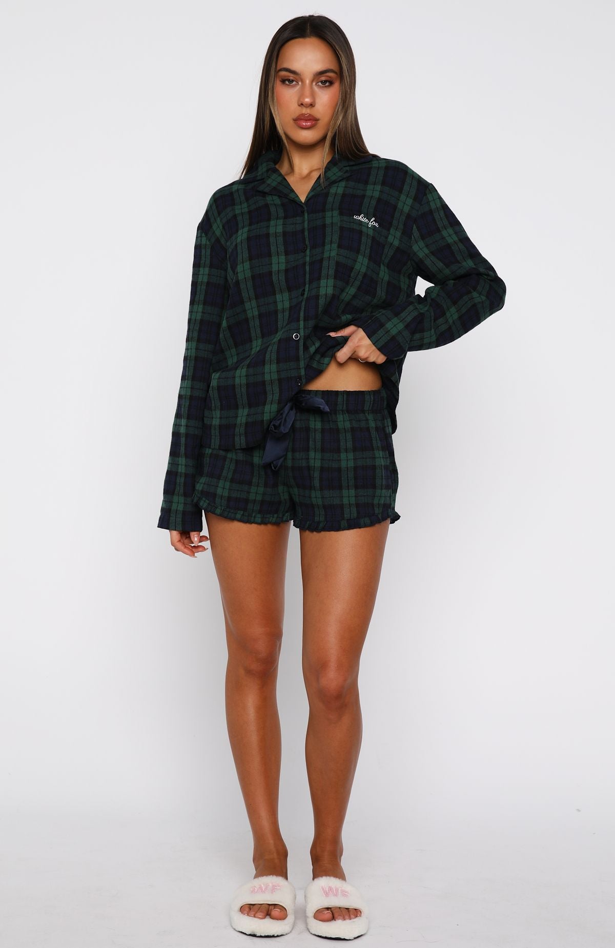 That Time Of Year Long Sleeve Pyjama Top Green/Navy