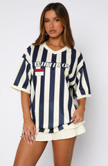 Let's Just Leave Oversized Jersey Navy