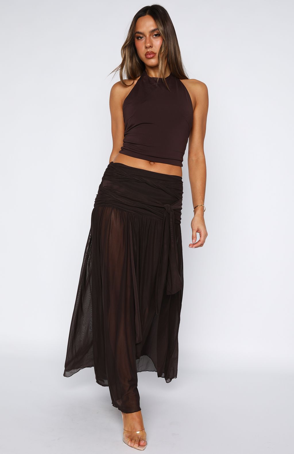 It's Showtime Maxi Skirt Chocolate