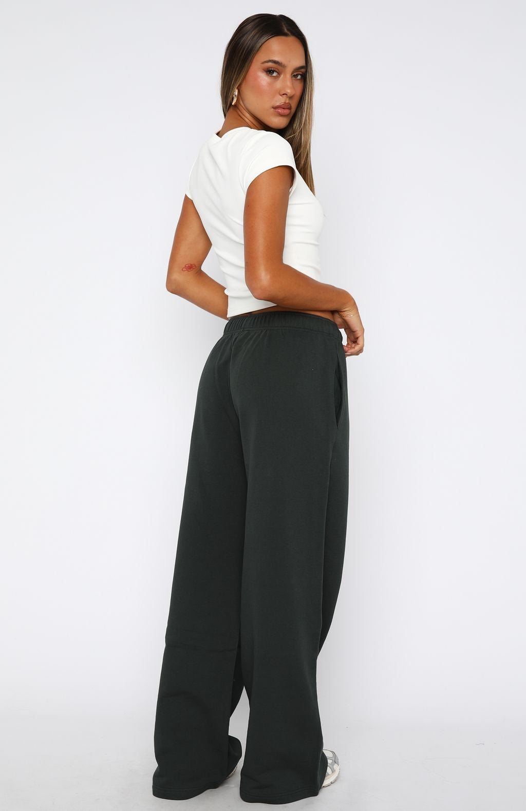 Give It A Rest Wide Leg Sweatpants Forest Green