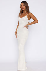 Gotta Give Me Embellished Crochet Maxi Dress Off White